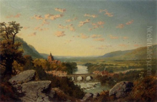 Darley Bridge On The Derwent Oil Painting by Edward H. Niemann