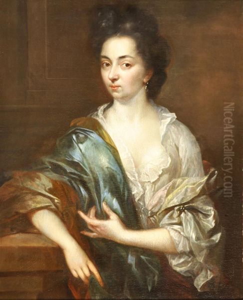 Retrato De Dama Con Chal Azul Oil Painting by Jean Andreas Biset