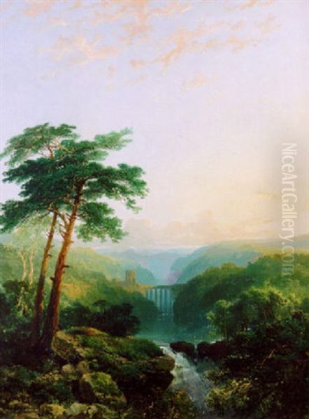 View Of A River Valley Oil Painting by Edward H. Niemann