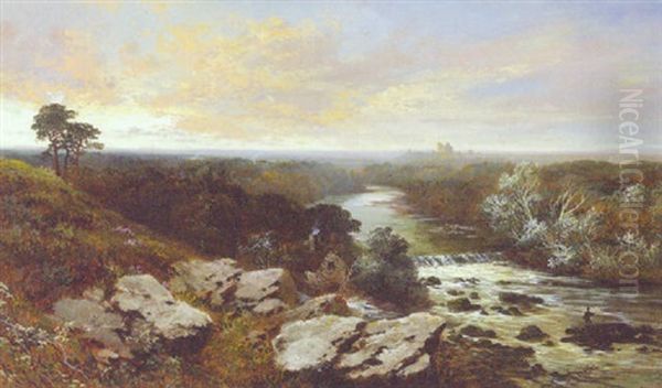 An Angler In An Extensive Landscape, Richmond Beyond Oil Painting by Edward H. Niemann