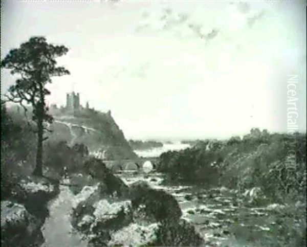 Richmond Castle On The River Swale Oil Painting by Edward H. Niemann