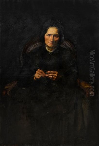 Portrait Of An Older Woman Oil Painting by Georg Niemann