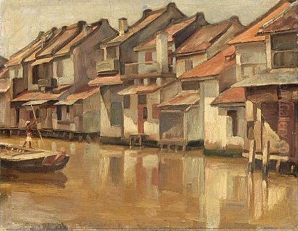 A View Of The Benedenstad, Djakarta Oil Painting by Jan Frank Niemantsverdriet