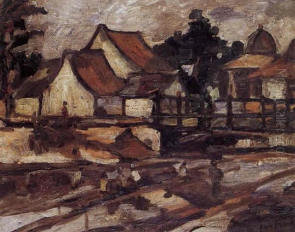 View Of Houses Along The Canal, Batavia Oil Painting by Jan Frank Niemantsverdriet