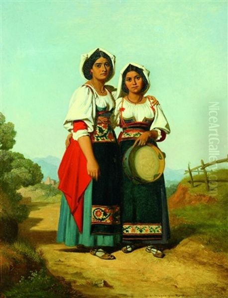 Zwei Sizilianerinnen Oil Painting by Ludwig Nieper