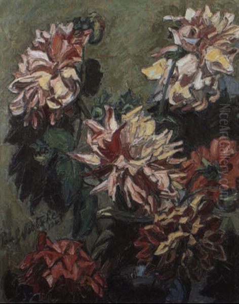 Dahlias Oil Painting by Paul Nietsche