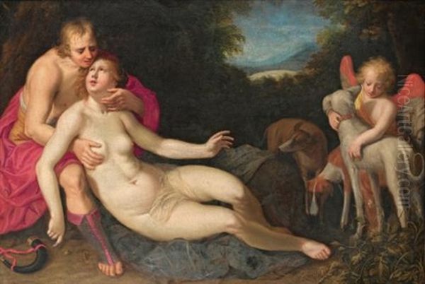 Mars And Venus Oil Painting by Adriaen van Nieulandt the Elder