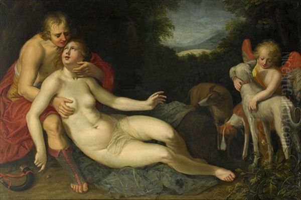 Venus Och Adonis by Adriaen van Nieulandt the Elder