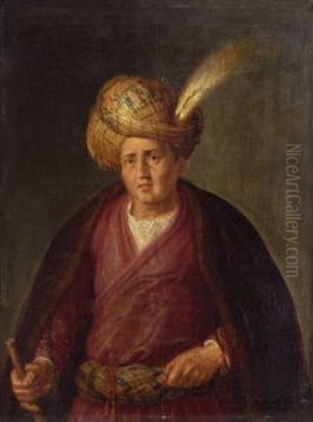 Orientale Mit Turban Und Pelzverbramtem Mantel Oil Painting by Adriaen van Nieulandt the Elder