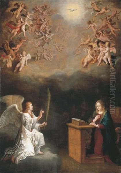 The Annunciation Oil Painting by Adriaen van Nieulandt the Elder