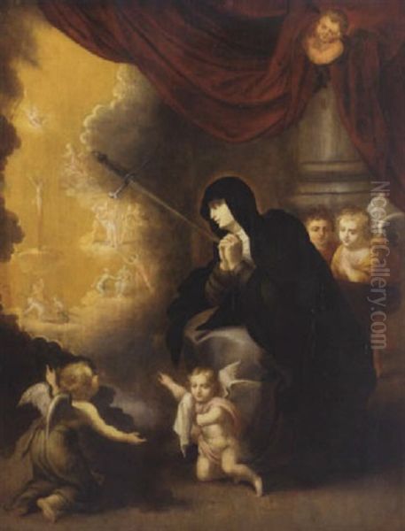 Saint Teresa Of Avila Having A Vision Of The Stations Of The Cross Oil Painting by Adriaen van Nieulandt the Elder