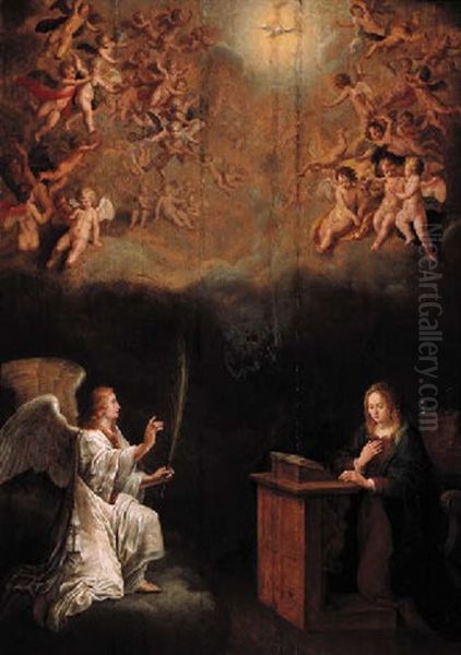 The Annunciation Oil Painting by Adriaen van Nieulandt the Elder