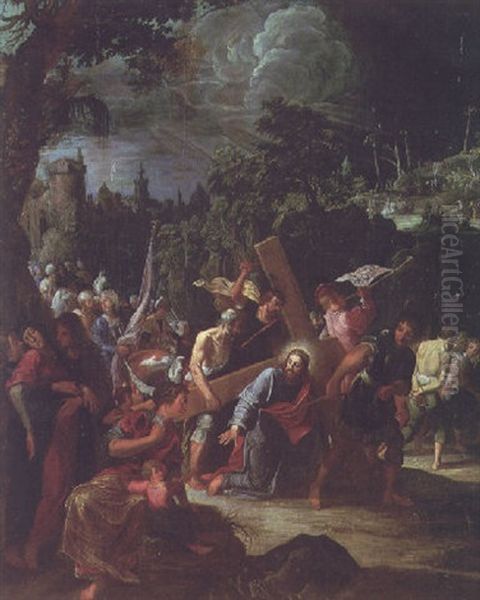 Le Portement De La Croix Oil Painting by Adriaen van Nieulandt the Elder