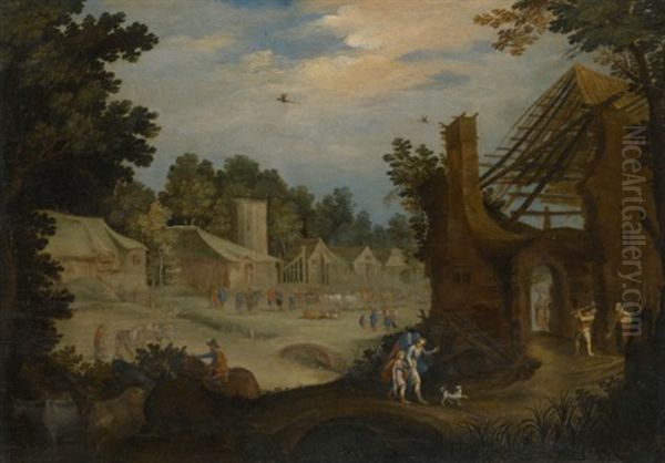 Landscape With Tobias And The Angel Oil Painting by Willem van Nieulandt the Younger