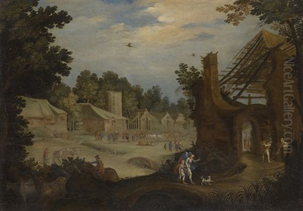 Landscape With Tobias And The Angel Oil Painting by Willem van Nieulandt the Younger