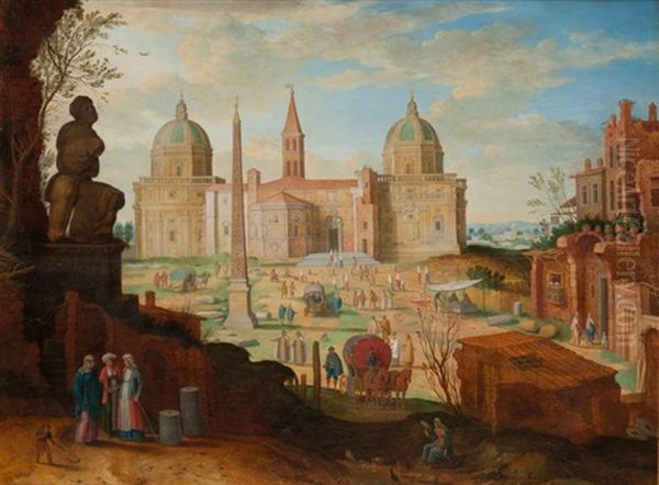 Vue De La Basilique Sainte Marie Majeure Oil Painting by Willem van Nieulandt the Younger