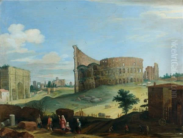 Le Colisee Et De L'arc De Constantin, Rome Oil Painting by Willem van Nieulandt the Younger