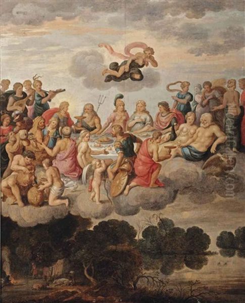 The Feast Of The Gods Oil Painting by Willem van Nieulandt the Younger