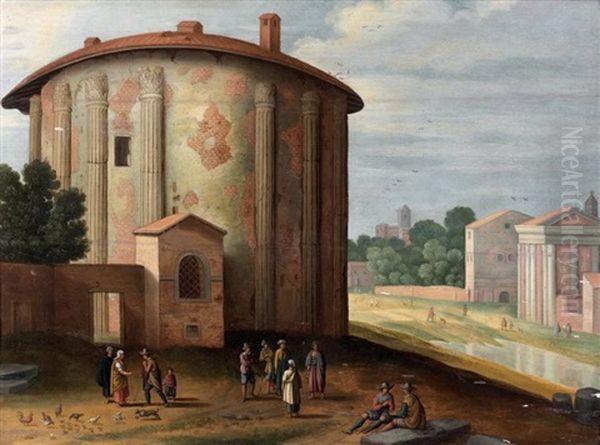 Le Temple De Vesta A Rome Oil Painting by Willem van Nieulandt the Younger