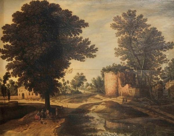 Paysage Pres Du Ruisseau A L'entree Du Village Oil Painting by Willem van Nieulandt the Younger