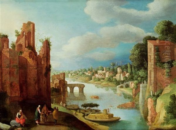 Ruinen In Einer Flusslandschaft Oil Painting by Willem van Nieulandt the Younger