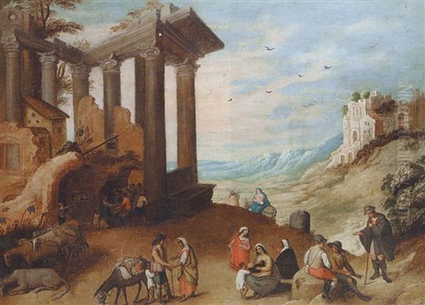 Ruines Animees: La Fuite En Egypte Oil Painting by Willem van Nieulandt the Younger