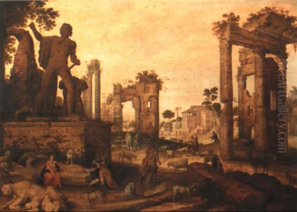 Rome, The Forum Oil Painting by Willem van Nieulandt the Younger