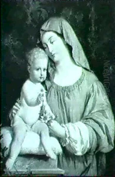 Madonna Mit Kind, Das Christrosen Halt Oil Painting by Hermann Nigg