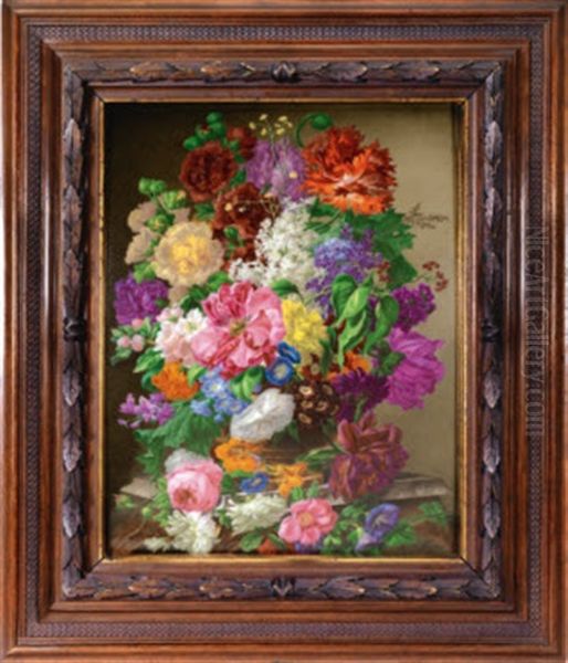 Still-life Of A Vase Of Flowers Oil Painting by Joseph Nigg