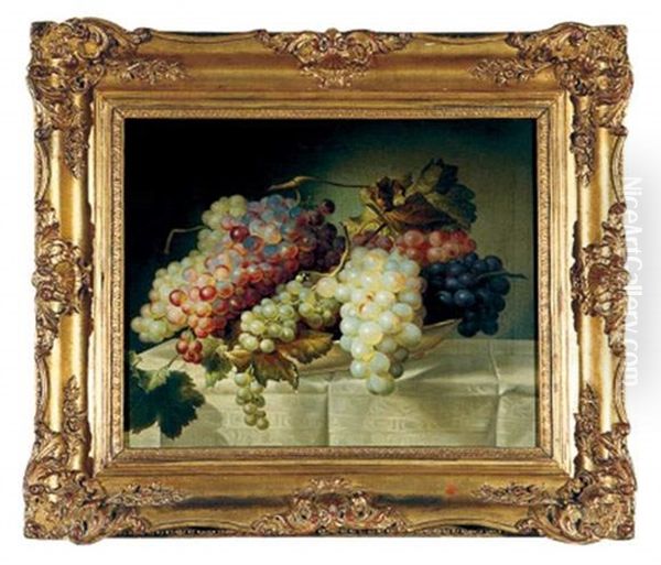 Nature Morte Aux Raisins Dans Une Coupe De Porcelaine Oil Painting by Joseph Nigg