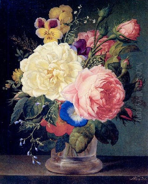 Blumenstraus In Vase by Joseph Nigg