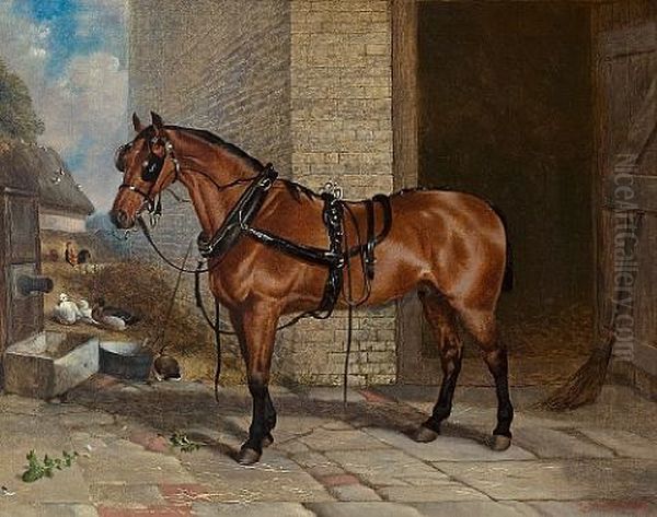 Big Red In Harness Oil Painting by Robert Nightingale