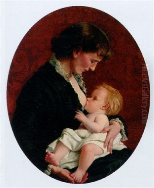 Mother And Child Oil Painting by Giuseppe De Nigris