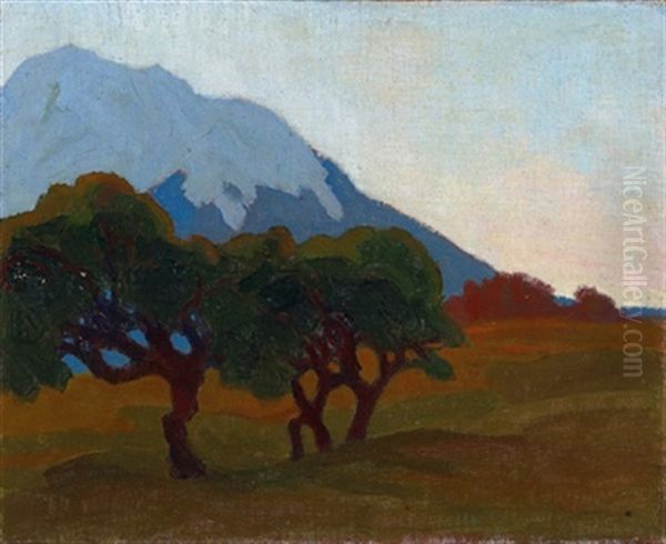 Baume Im Hintergrund Blauer Berg Oil Painting by Artur Nikodem