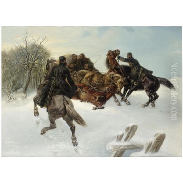 Bandits Oil Painting by Arthur Johann Severin Nikutovski