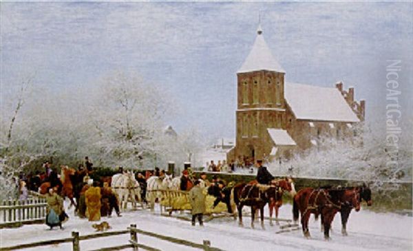 Ostpreusische Bauernhochzeit Oil Painting by Arthur Johann Severin Nikutovski