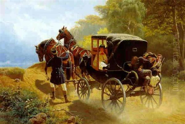 Blinde Passagiere Oil Painting by Arthur Johann Severin Nikutovski