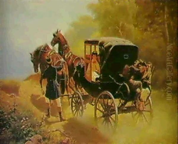 Blinde Passagiere Oil Painting by Arthur Johann Severin Nikutovski