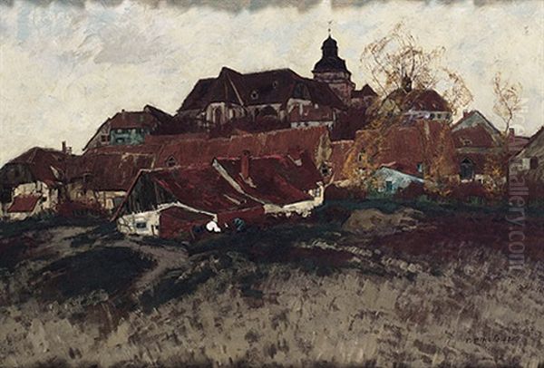 Oberkaufingen In Hessen Oil Painting by Erich Nikutowski