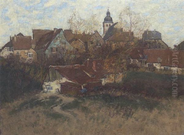 Kirchdorf Oil Painting by Erich Nikutowski