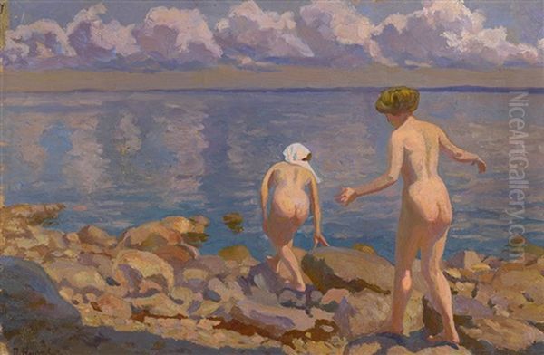 Bathers Oil Painting by Peter Alexanrovitch (Pierre) Nilouss