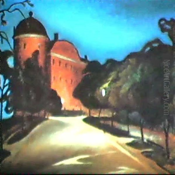 The Castle Of Uppsala At Night Oil Painting by Ernst Nilsson