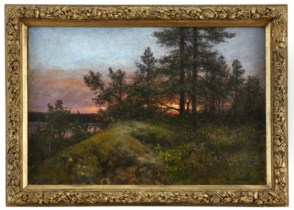 Skymningslandskap Oil Painting by Johan Severin Nilsson