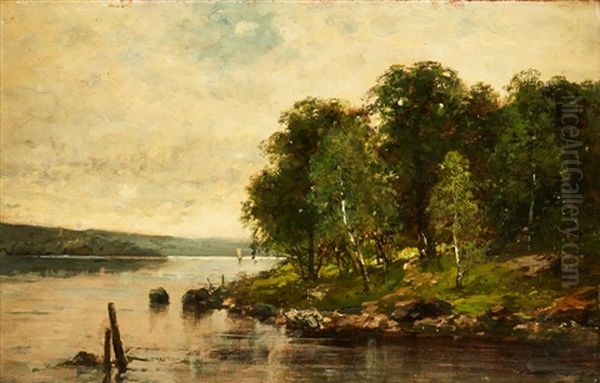 Insjolandskap Oil Painting by Johan Severin Nilsson