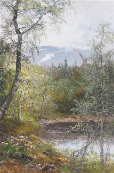 Motiv Fran Enafors, Jamtland Oil Painting by Johan Severin Nilsson