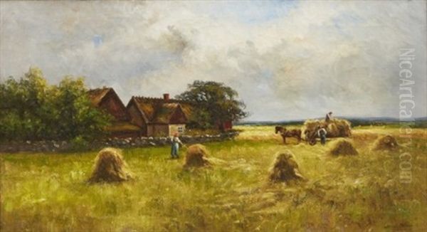 Hobargning Oil Painting by Johan Severin Nilsson