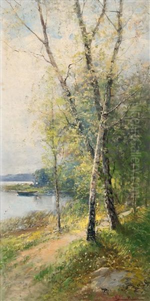 Birch Trees In Early Summer Oil Painting by Johan Severin Nilsson