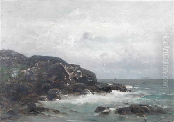 Branningar Vid Kust Oil Painting by Johan Severin Nilsson