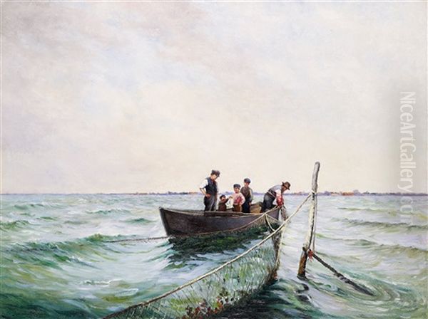 Naten Vittjas Oil Painting by Johan Severin Nilsson