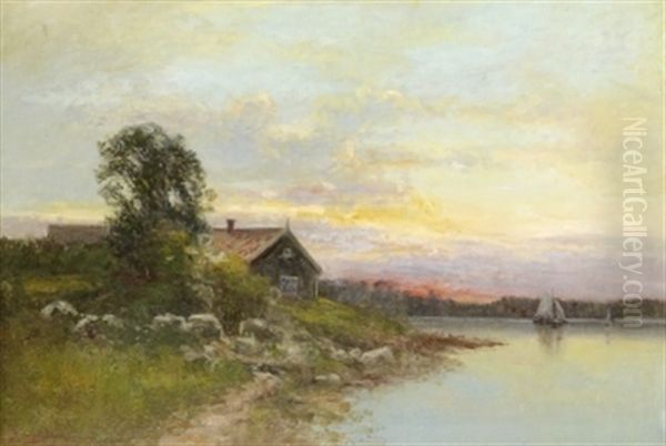 Fiskarstuga I Skargarden Oil Painting by Johan Severin Nilsson